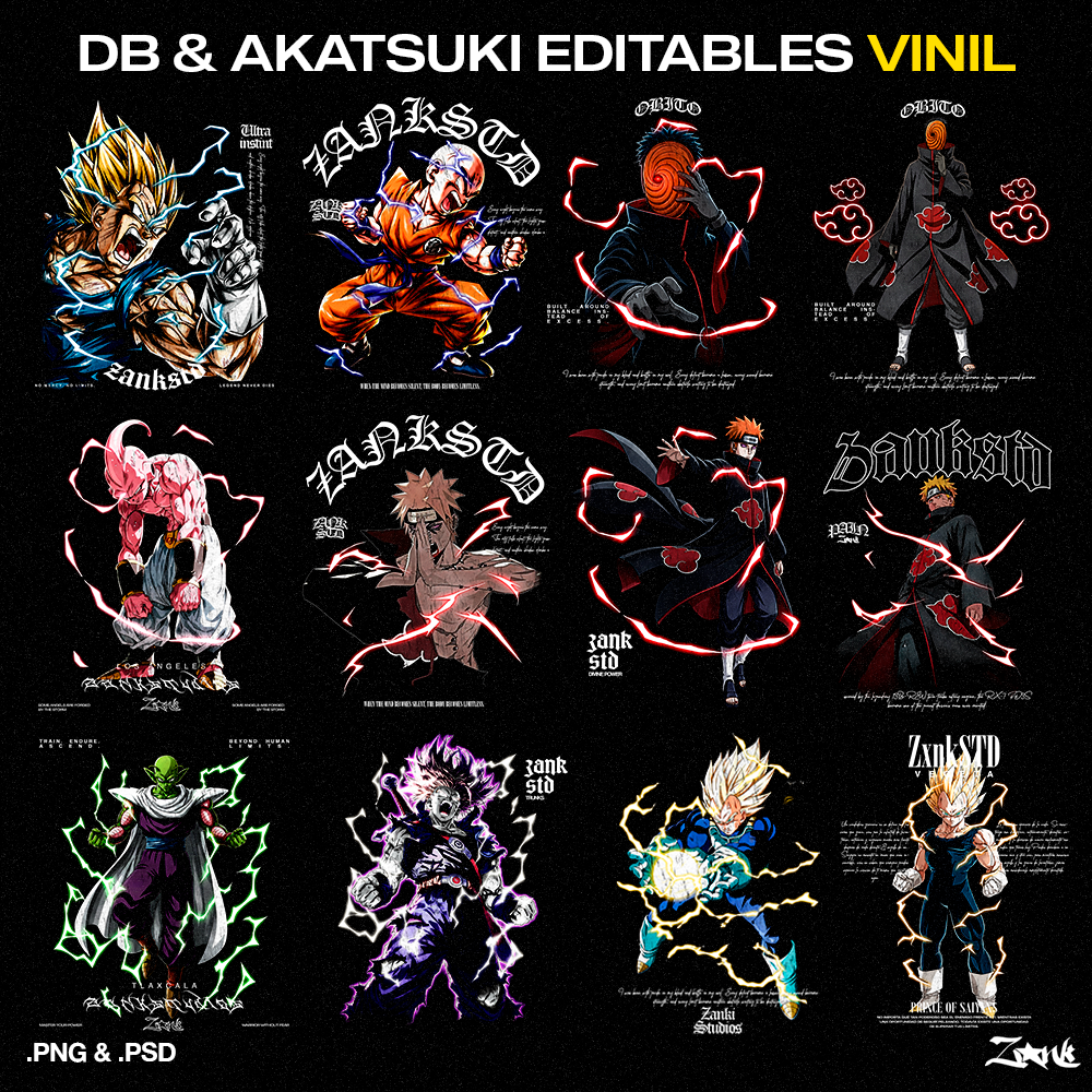 DB x Akatsuki Semitonos DTF y Vinil pack de diseños
