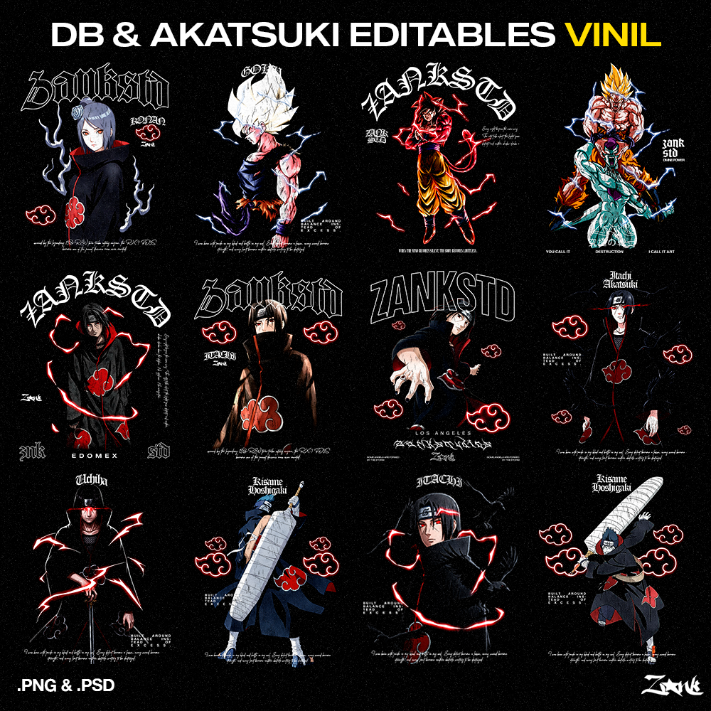 DB x Akatsuki Semitonos DTF y Vinil pack de diseños