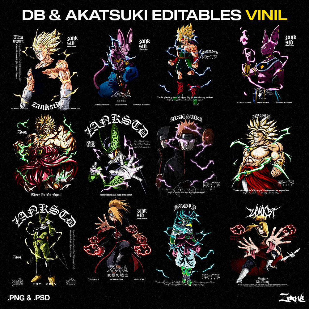 DB x Akatsuki Semitonos DTF y Vinil pack de diseños